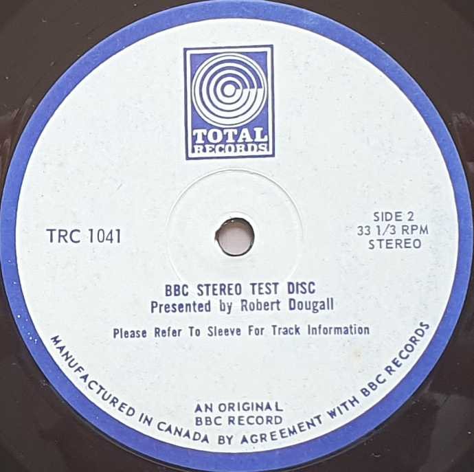 TRC - 1041 BBC stereo test disc Robert Dougall from the BBC records and Tapes library Label